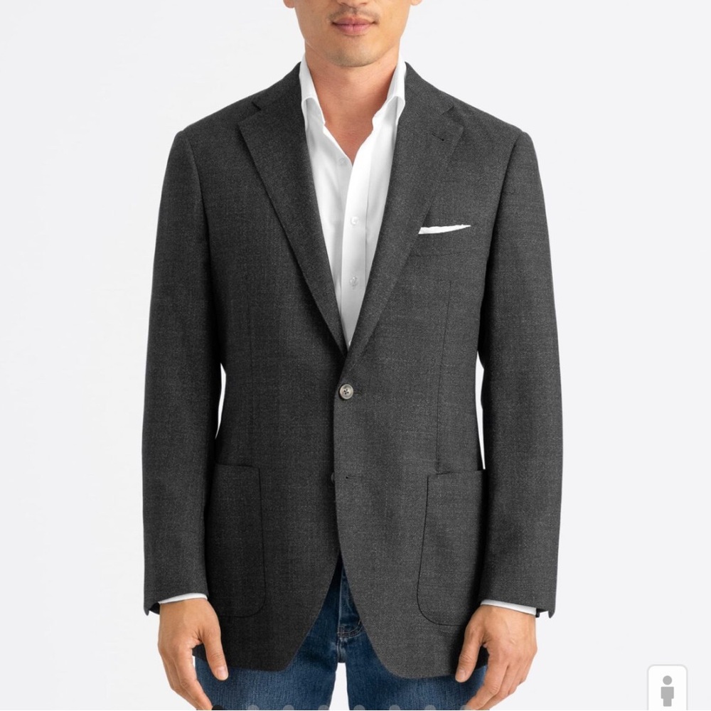 Proper Cloth Men’s 52R Custom Reda Charcoal Merino Wool Hopsack Blazer Jacket